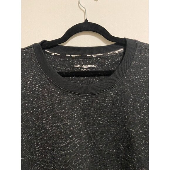 KARL LAGERFELD Puff-Sleeve Crew-Neck Sweater In Black/Silver Size XL - Picture 2 of 10